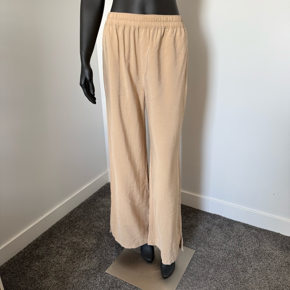 Open Edit Beige Wide-Leg Pants with Slits – Size M – Rayon Blend